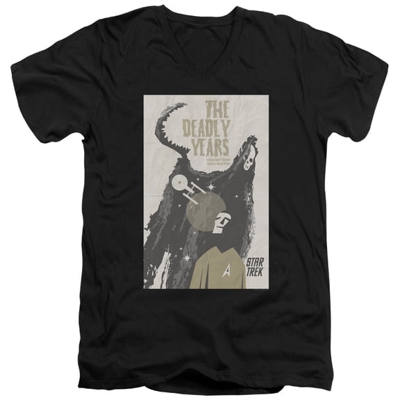 Star Trek Tos Episode 41 Adult V-Neck 30/1 T-Shirt Black