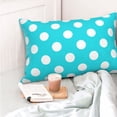 thumbnail image 4 of Goofa Aqua And White Polka Dot Print Plush Throw Pillow Case, Soft Velvet with Hidden Zipper, Decorative Cushion Cover for Sofa, Bed, Car, and Home Décor-20"x30", 4 of 6