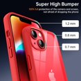 thumbnail image 2 of Shockproof Clear Case for iPhone 14, [Not Yellowing] [10FT Military Drop Protection] Hard Clear Back Four Corner Airbags Drop Protection Phone Cover, 6.1 inch, Red, 2 of 14