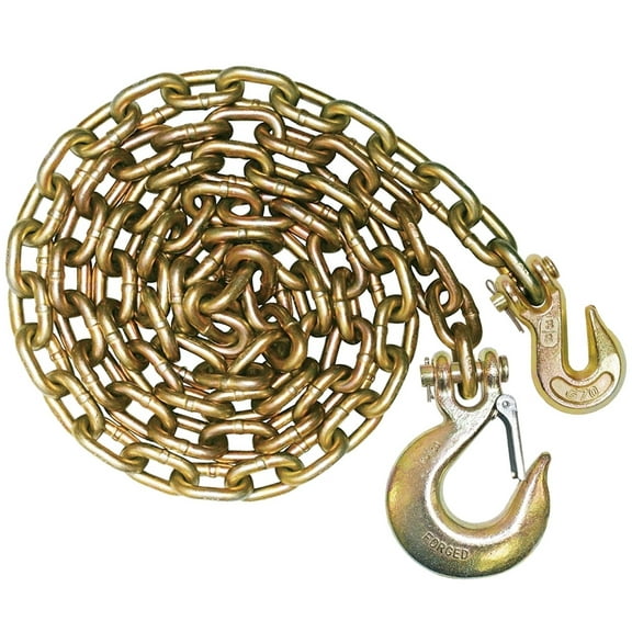 VULCAN Binder Chain - Grab and Sling Hooks - G70 Standard Duty - 3/8 inch x 8 foot - 6,600 Lbs SWL