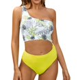 thumbnail image 1 of Gibobby Trajes de Baño Mujer Completo Biblioteca de trajes de baño Traje de baño europeo y americano Bikini para mujer Traje de baño Un hombro Traje de b(Amarillo,XL), 1 of 5