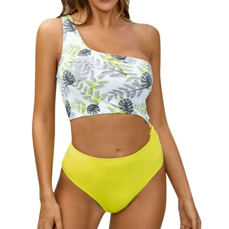 

KmaiSchai Bikini Sets For Women Swimsuit Library European And American Swimsuit Women S Bikini Swimsuit One Shoulder Swimsuit Print Mix Busty Bikini Bikini Bodysuit Shorts Pajamas Sports Bras M