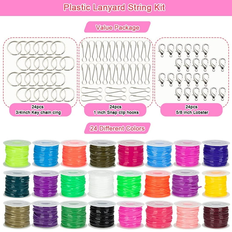 Plastic Lanyard String, Mckanti 12 Packs Plastic Lacing Cord Gimp String  Kit for Keychain, Bracelets, Beading and Jewelry Making, DIY Craft