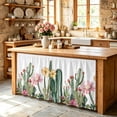 thumbnail image 6 of Green Cactus Cabinet Curtain 32"Wx55"L, Dustproof Pantry Door Curtain with Self Adhesive Tape, Spring Floral Watercolor Botanical Tall Storage Cover Privacy Drape for Bathroom Kitchen Laundry Room, 6 of 9
