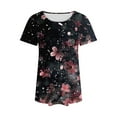 thumbnail image 5 of Youyipin Womens Tops Petal Short Sleeve Summer Casual Round Neck Shirts Floral Solid Blouse Pleated Tunics Spring Tops For Women, 5 of 5