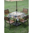 thumbnail image 3 of Blue Eucalyptus Coastal Outdoor Tablecloth - 54x54 Inch Square Dining Table Cover, Beach Starfish Shell Nautical Vintage Waterproof Outdoor Table Cloth with Umbrella Hole & Zipper for Picnic/Patio, 3 of 7