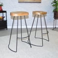 thumbnail image 2 of Contemporary Home Living Set of 2 Brown and Black Bar Stools with Curved Seat 31", 2 of 2