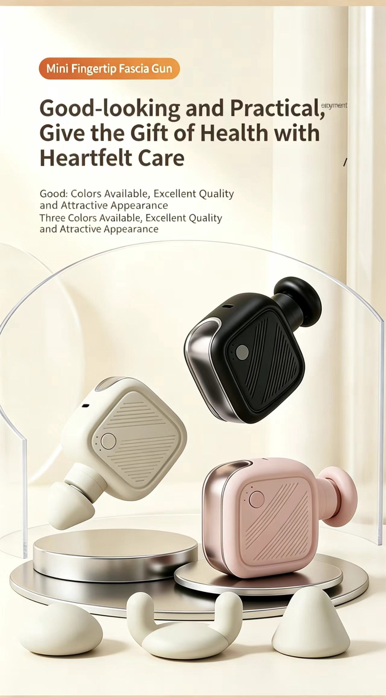 Mini Massage Gun Portable Deep Tissue Percussion Muscle Massager Lightweight Handheld Electric Quiet for Pain Relief Travel Gifts    white