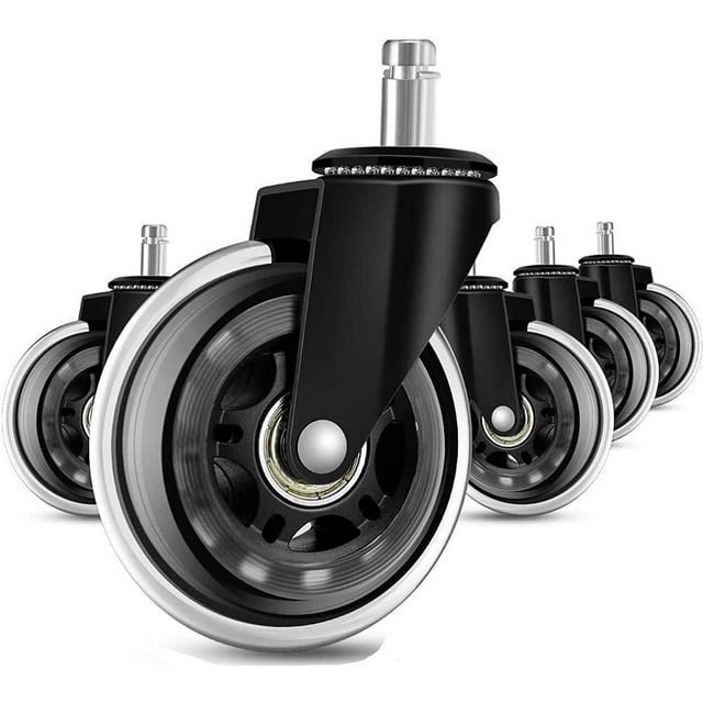 Rollerblade Office Chair Wheels Replacement for Hardwood Floors, Heavy Duty Desk Chair Wheels for Replacing Chair Mat, Universal Rollerblade Caster Wheels