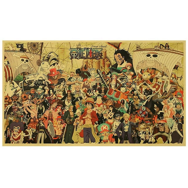 Póster de papel Kraft con retrato familiar, póster de personaje de Anime familiar montado en la pared