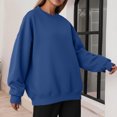thumbnail image 6 of Garbnen Crew Neck Sweatshirt Women Fleece Lined Womens Long Sleeve Shirt Casual Fall Winter Warm Oversized Fashion Womens Pullover Tops Blue XL, 6 of 7