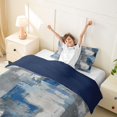 thumbnail image 3 of Homewish Blue Geometric Plaid Twin Duvet Cover,Grunge Aesthetic Twin Bedding,Navy Blue Reversible,2 Pieces,1 Duvet Cover and 1 Pillowcase, 3 of 6