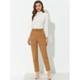 thumbnail image 2 of Pantalones de gamuza sintética Allegra K para mujer con cinturón y piernas rectas marrón XS, 2 of 5