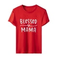 thumbnail image 5 of WREESH Mother's Day Mama Shirts Women's Short Sleeve Round Neck Graphic Printed Loose Tops Red, 5 of 5