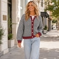 thumbnail image 7 of Womens Striped Cardigan Sweaters Long Sleeve Button Up Knit Tops Fall Winter Oversized Color Block Loose Open Front Casual Cardigan 2XL, 7 of 7