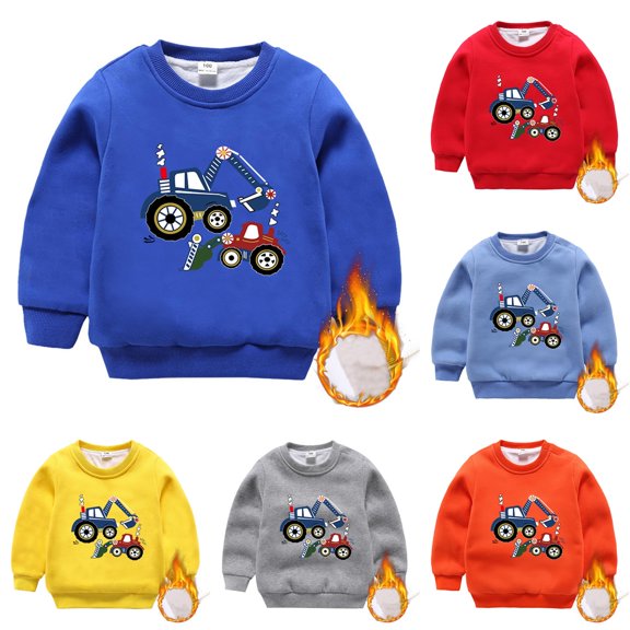VOUZZA Sweatshirt for Girls, Crewneck Long Sleeve Lined Thickened Pullover Sweatshirt, Casual Fall Winter Sweater Top for Boys and Girls