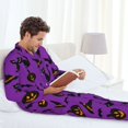 thumbnail image 3 of Halloween Costumes Mens Pajamas Set, halloween cat bat Halloween Pajamas Button Down Long Sleeve Loungewear Halloween Sleepwear Pjs sets for Men, 3 of 7