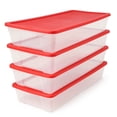thumbnail image 1 of Homz 41Qt Clear Plastic Storage Container w/Red Lock Lid (4 Pack), 1 of 10