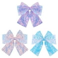 thumbnail image 2 of 3PCS Glitter Hair Bows with Tails Sparkly Layered Sequin Bow Hair Clip Barrette Teens Toddler Cheerleader Girls Women outfit Back School Uniform Decor Accessories Gift, 2 of 5
