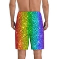 thumbnail image 3 of Gaeub Glitter Rainbow Printed Men's Short Pajama Pants, Lightweight Lounge & Sleep Bottoms Keep You Cool - X-Large, 3 of 9