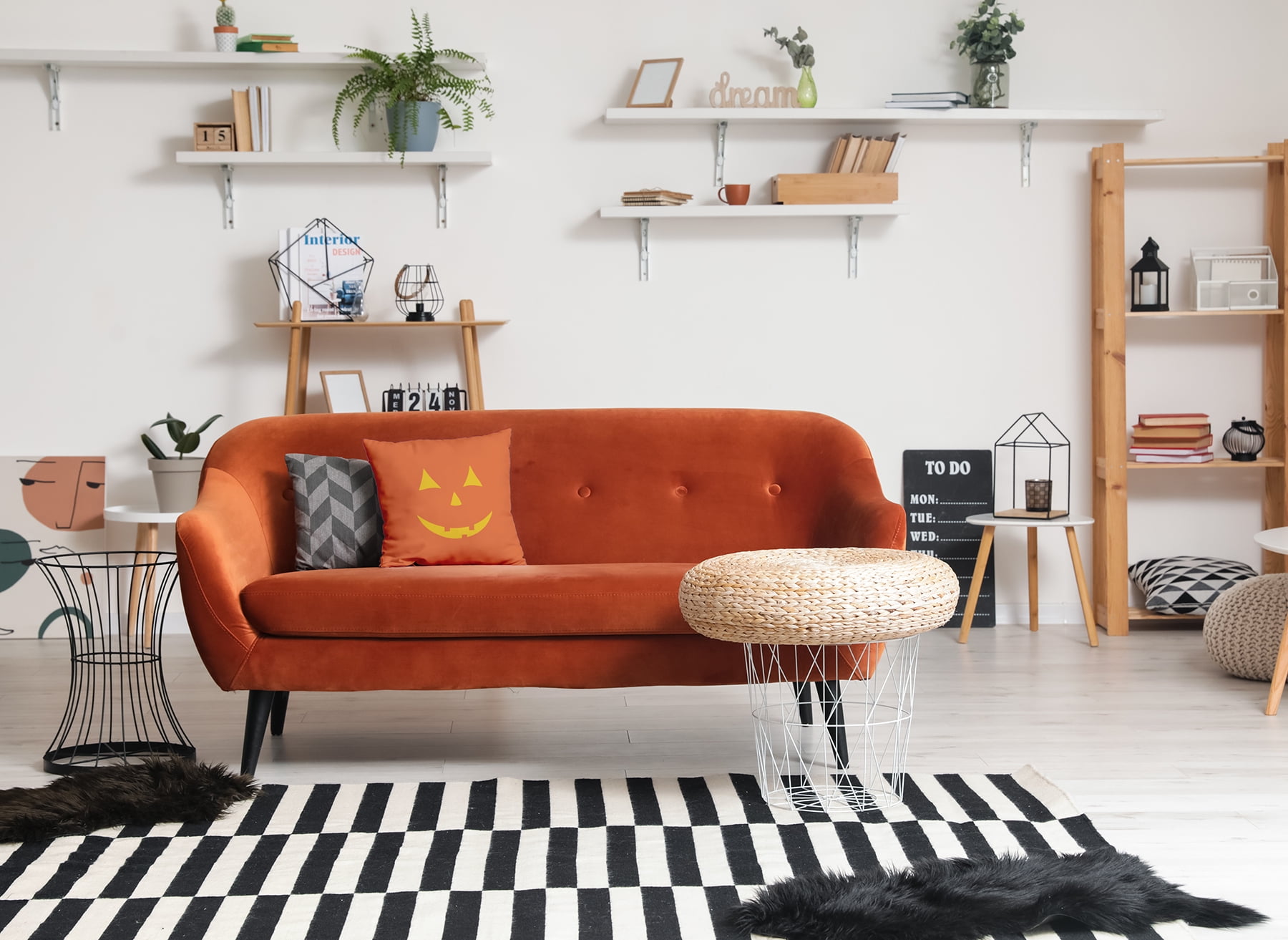 20" x 20" Simply Daisy Halloween JackoLantern Polyester Accent Pillow, Nutmeg Qty 1