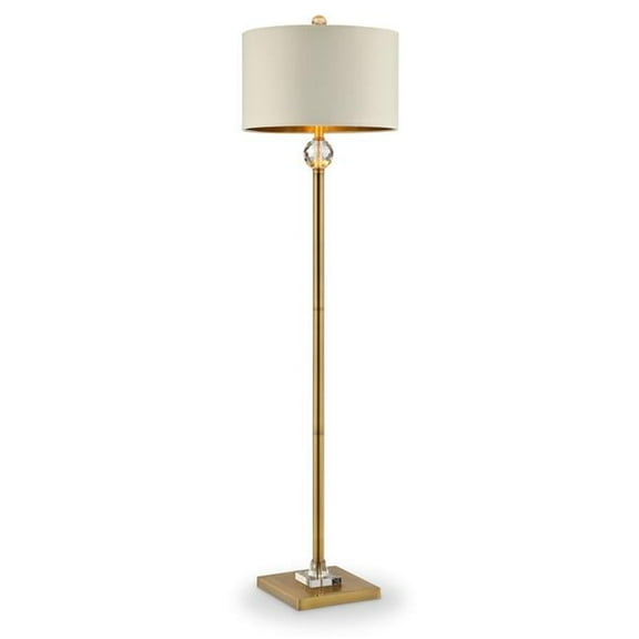 Crystal Accent Floor Lamp, Matte Gold, Clear & Off White
