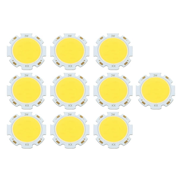 10 bombillas LED de alta potencia con chip COB redondo de 3 W, luz blanca natural