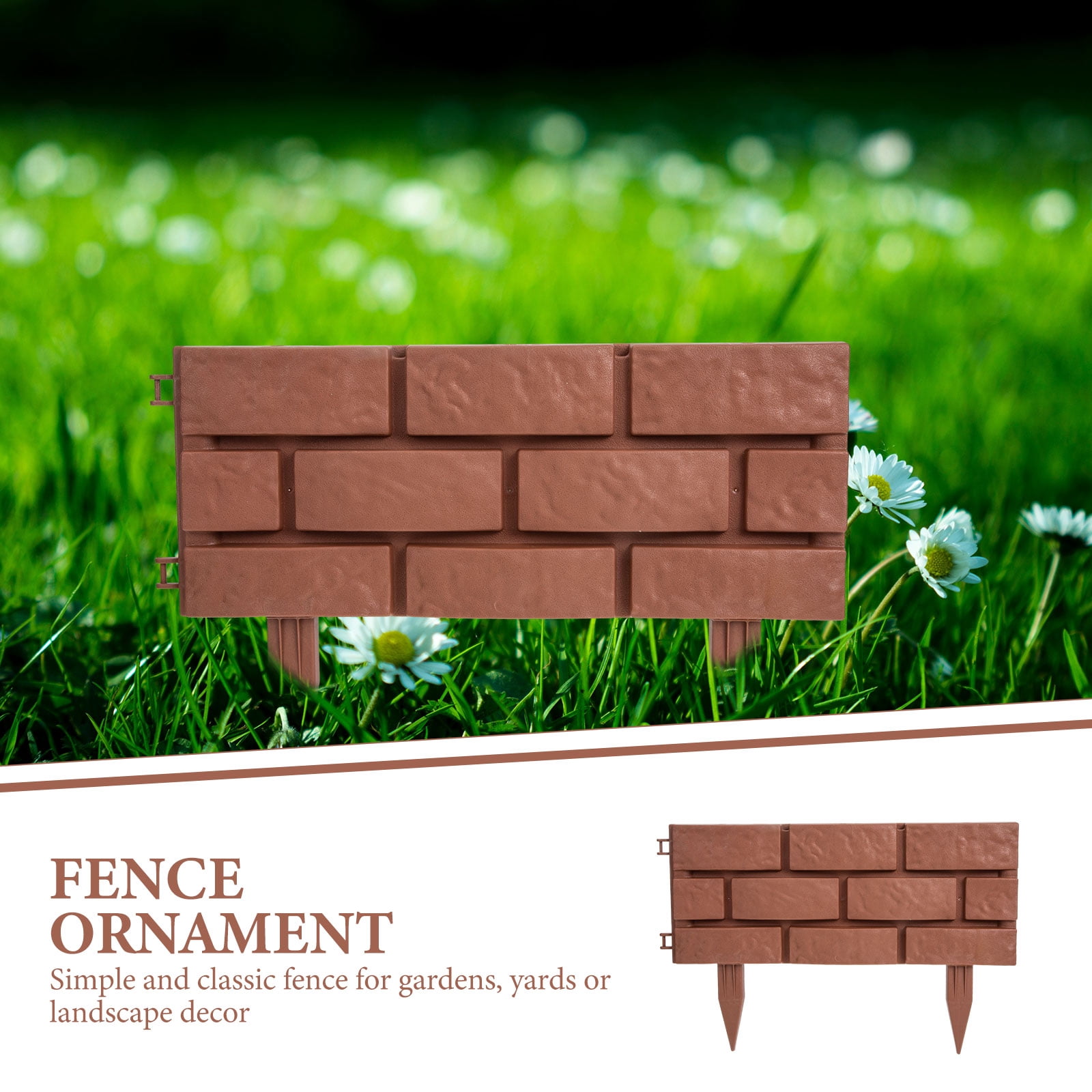 ROMANSENTIAL Garden Decorations Light Brown Plastic Fence for Outdoor Scenes