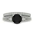 thumbnail image 2 of Clara Pucci 18K White Gold 2.095 Natural Onyx Engraveable Engagement Ring + Wedding Band Set, 2 of 7