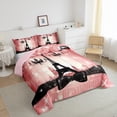thumbnail image 3 of Castle Fairy Teens Bling Ribbon Bow Twin Comforter Sets,Romantic Eiffel Tower Bedding Set, 3 of 8