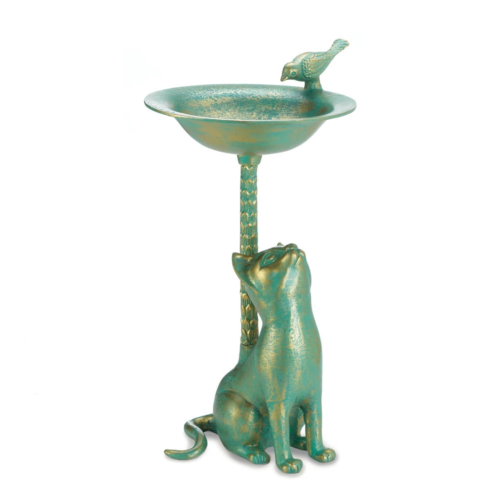 Garden Bird Baths, Green Aluminum Metal Ground Bird Bath For Outdoor