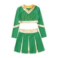 thumbnail image 3 of Alvivi Girls Cheer Uniform Long Sleeve Crop Top with Skirt Halloween Cheerleading Dance Outfits Green 10, 3 of 5