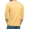 thumbnail image 4 of Gaukiv Men's Three Quarter Sleeve Shirts Raglan Crew Neck Shirts Solid Color Baseball Tops Yellow XL, 4 of 7