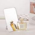 thumbnail image 3 of OMIRO 8"L x 5"W Rectangle Tabletop Makeup Mirror with Foldable Stand, Bathroom Face Mirror with Hanging Hole for Shaving, White, 3 of 6