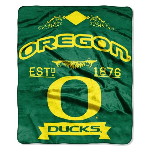Oregon Ducks 50"x60" Royal Plush Raschel Throw Blanket - Label Design