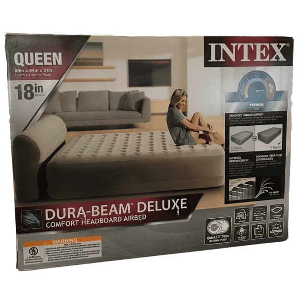 Intex Queen DuraBeam Deluxe Series Comfort Headboard Airbed with