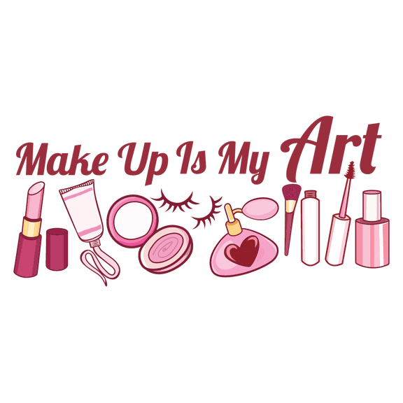 Makeup Artist Enthusiast Removable Room Decoration Multicolored Cosmetics Design Removable Home Vinyl Wall Decal - 9" x 20" Girls Bedroom Art Makeup Is My Art Lettering Design Adhesive Wall Sticker