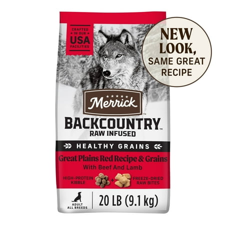 Merrick Backcountry Dry Dog Food for Adults, Grain-Free Great Plains Red Meat Recipe, 20 lb Bag