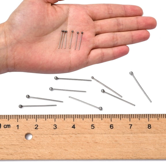 1000 pc Tarnish Resistant 304 Stainless Steel Ball Head pins 20x0.7mm 21 Gauge Head: 2mm