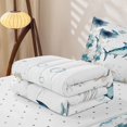 thumbnail image 6 of Manfei Large Marlin Zipper Twin Comforter Sets with Fitted Sheet and 2 Pillowcases,Ocean Themed Art Zipper Bedding Set,White Green,Reversible,4pcs, 6 of 8