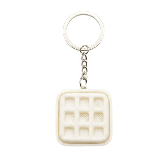 1Pc 3.9cm Waffle Fidget Keychain, 3D Printed PLA Clicker Charm, Stress Relief EDC Accessory for Keys & Bags