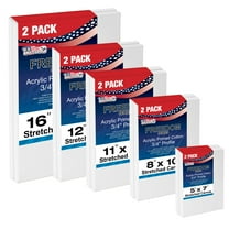 U.S. Art Supply Multi-pack 2-Ea of 5x7, 8x10, 11x14, 12x16, 16x20. Professional MEDIUM 12oz Primed Gesso Stretched Canvas