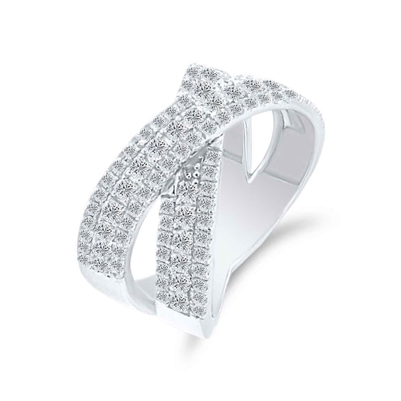 KohinoorGems Wedding Rings  1.00 Ct GH/SI Natural Diamond 14K White Gold Criss Cross - 7