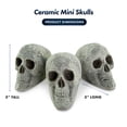 thumbnail image 2 of Ceramic Mini Skull for Indoor and Outdoor Fire Pits and Fireplaces | Set of 3 Fireproof Ceramic Skull | 3" Inches, Gray Color, 2 of 3