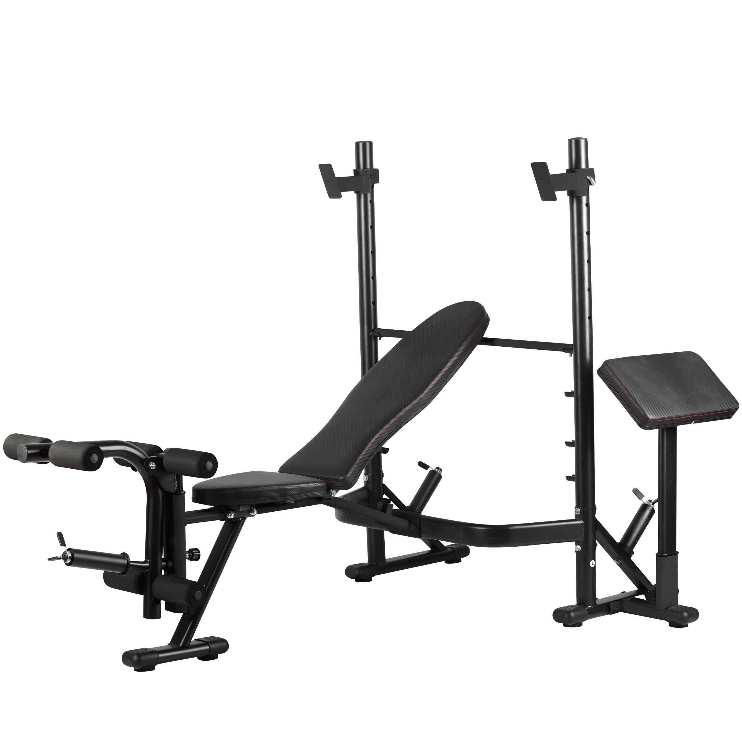 PRCTZ Adjustable Weight Bench with Olympic Squat Rack, Arm and Leg Developer with Preacher Pad, 620 Lb. Weight Limit for bench, 1000 Lb. Weight Limit for Olympic Squat Rack