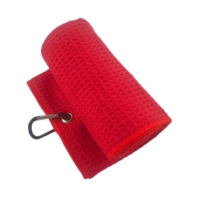 Toalla de golf con mosquetón, regalo para golfistas, toalla de secado rápido con estampado de gofres. Rojo