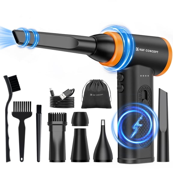 K&F Concept 12-1 Brushless Compressed Air Duster, 3 Gear Adjustable, Super Wind Power,Rechargeable&Portable,for Deep Computer Clean, Keyboard, Car Dry, Home