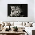 thumbnail image 3 of Elephant Stock Lion And Lioness Mates Wall Art - Horizontal Multi Panel Canvas - Living Room Wall Decor - Animal Multi Panel - Black And Gray Decor - 74" x 48", 3 of 8