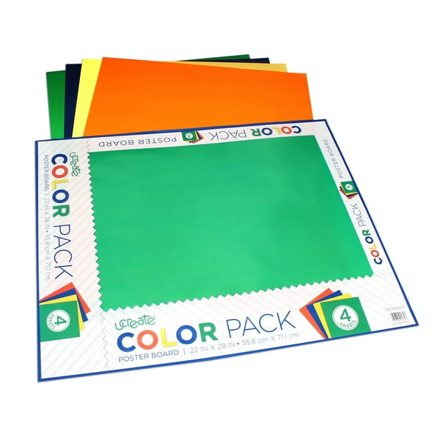 UCreate Poster Board, Assorted Primary Colored Poster Paper, 22" x 28