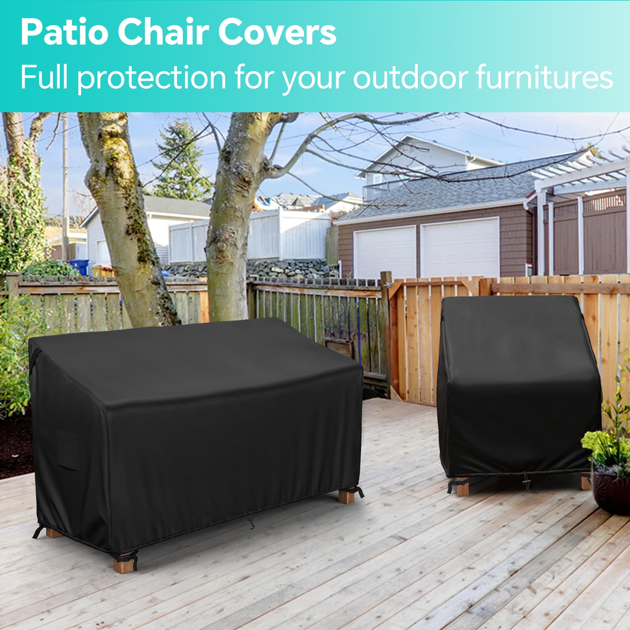 LCGOD Patio Chair Covers, Outdoor Lawn Furniture Covers 100% Waterproof, Lounge Deep Seat Large Cover with 600D Heavy Duty Oxford Cloth, 35" W x 39" D x 31" H（2PCS）